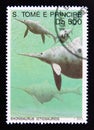 Postage stamp Sao Tome and PriÂ­ncipe, 1993. Shonisaurus ictiosaurios dinosaur