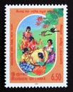 Postage stamp Sri Lanka, 1986. Women Playing Drum