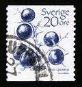 Postage stamp Sweden 1983. Blackthorn Prunus spinosa fruit Royalty Free Stock Photo