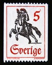 Postage stamp Sweden 1967. 18th Century Post horse Rider