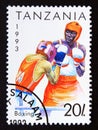 Postage stamp Tanzania 1993, boxing sport contestants