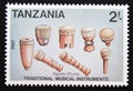 Unused postage stamp Tanzania 1989, drums music instruments