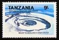 Postage stamp Tanzania, 1991. Mount Kilimanjaro inner crater landscape
