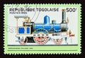 Postage stamp Togo 1996. Brikenhead, Italy 1863 steam locomotive Royalty Free Stock Photo