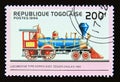 Postage stamp Togo 1996. Norris type, England 1866 steam locomotive