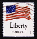 Postage stamp United States of America, USA 2012. Flag stars and stripes. Liberty forever Royalty Free Stock Photo