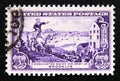Postage stamp United States of America, USA 1951. General George Washington Evacuating Army and Fulton Ferry House Royalty Free Stock Photo
