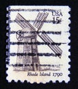 Postage stamp United States of America, USA 1980. Windmill Rhode Island 1790