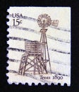 Postage stamp United States of America, USA 1980. Windmill Texas 1890