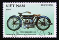 Postage stamp Vietnam, 1985. 1918 Cleveland USA Motorcycle