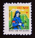 Postage stamp Vietnam, 1981. Factory Militia female soldier