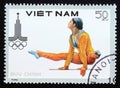 Postage stamp Vietnam 1980, Olympic games vaulting horse Royalty Free Stock Photo