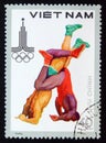 Postage stamp Vietnam 1980, Olympic games wrestling contestant