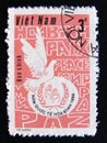 Postage stamp Vietnam, 1986. Peace Dove, Logo, Inscriptions
