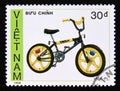 Postage stamp Vietnam, 1989. Vmx pl sport Bicycle Royalty Free Stock Photo