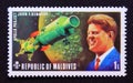 Post stamp Republic of Maldives, 1974, Apollo project president J.F. Kennedy