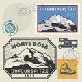 Post stamp set with the Dufourspitze, Alps Royalty Free Stock Photo