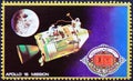 Post stamp Umm al-Qaiwain 1970, Apollo astronaut Apollo 15 mission Royalty Free Stock Photo