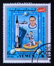 Post stamp Yemen, 1969, History of outer space exploration, Mercury 7