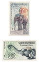 Post stamps with elephants from Laos