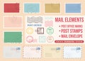 Post stamps and envelope vector design illustration isolated on background Royalty Free Stock Photo