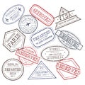 Post stamps signs collection on white background Royalty Free Stock Photo