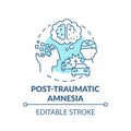 Post traumatic amnesia turquoise concept icon