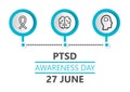 Post traumatic stress disorder awareness day is celebrated in 27 June. PTSD month vector for poster, banner, web, app. Mental Royalty Free Stock Photo