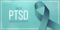 Post-Traumatic Stress Disorder Awareness Month concept. PTSD banner template teal ribbon. Vector illustration Royalty Free Stock Photo