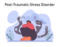 Post traumatic stress disorder. Female character suffering from mental