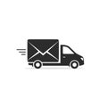 Post truck car icon, Vector isolated simple illustration