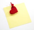 The post it w clothes pin and Valentine`s heart Royalty Free Stock Photo