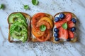 post workout colorful toast snacks flatlay breakfast