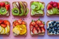 post workout colorful toast snacks flatlay breakfast