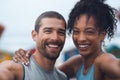 Post-workout selfies are simply a must. Portrait of a sporty young couple taking selfies together while exercising