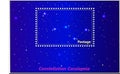 Postage block stamps Constellation Cassiopeia with a frame simple perforation. Vector illustration. Royalty Free Stock Photo