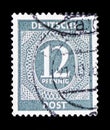 Postage due 12, American, British, and Soviet Zone serie, circa 1946