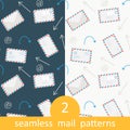 Postage Email Seamless Vector Pattern Set Royalty Free Stock Photo