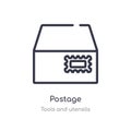 postage outline icon. isolated line vector illustration from tools and utensils collection. editable thin stroke postage icon on Royalty Free Stock Photo