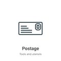 Postage outline vector icon. Thin line black postage icon, flat vector simple element illustration from editable tools and Royalty Free Stock Photo