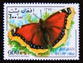 Postage stamp Afghanistan 1998. Camberwell Beauty Nymphalis antiopa butterfly insect