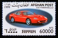 Postage stamp Afghanistan 1999. Ferrari 550 Maranello
