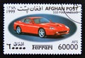 Postage stamp Afghanistan 1999. Ferrari 550 Maranello sports car Royalty Free Stock Photo