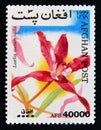 Postage stamp Afghanistan 1999. Laelia autumnalis orchid flower Royalty Free Stock Photo