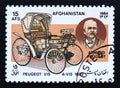 Postage stamp Afghanistan 1984. Peugeot vis a vis and Armand Peugeot