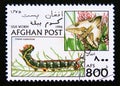 Postage stamp Afghanistan, 1996. Spurge Hawkmoth Celerio euphorbiae butterfly