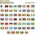 Postage stamp with Africa flags. Set of 53 African flag. Royalty Free Stock Photo