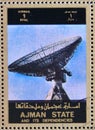 Postage stamp Ajman State, United Arab Emirates 1973, space antenna