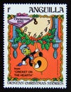 Postage stamp Anguilla 1983. Jiminy Cricket and the clock.