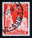 Postage stamp Australia, 1958. Adoration of Christ Christmas